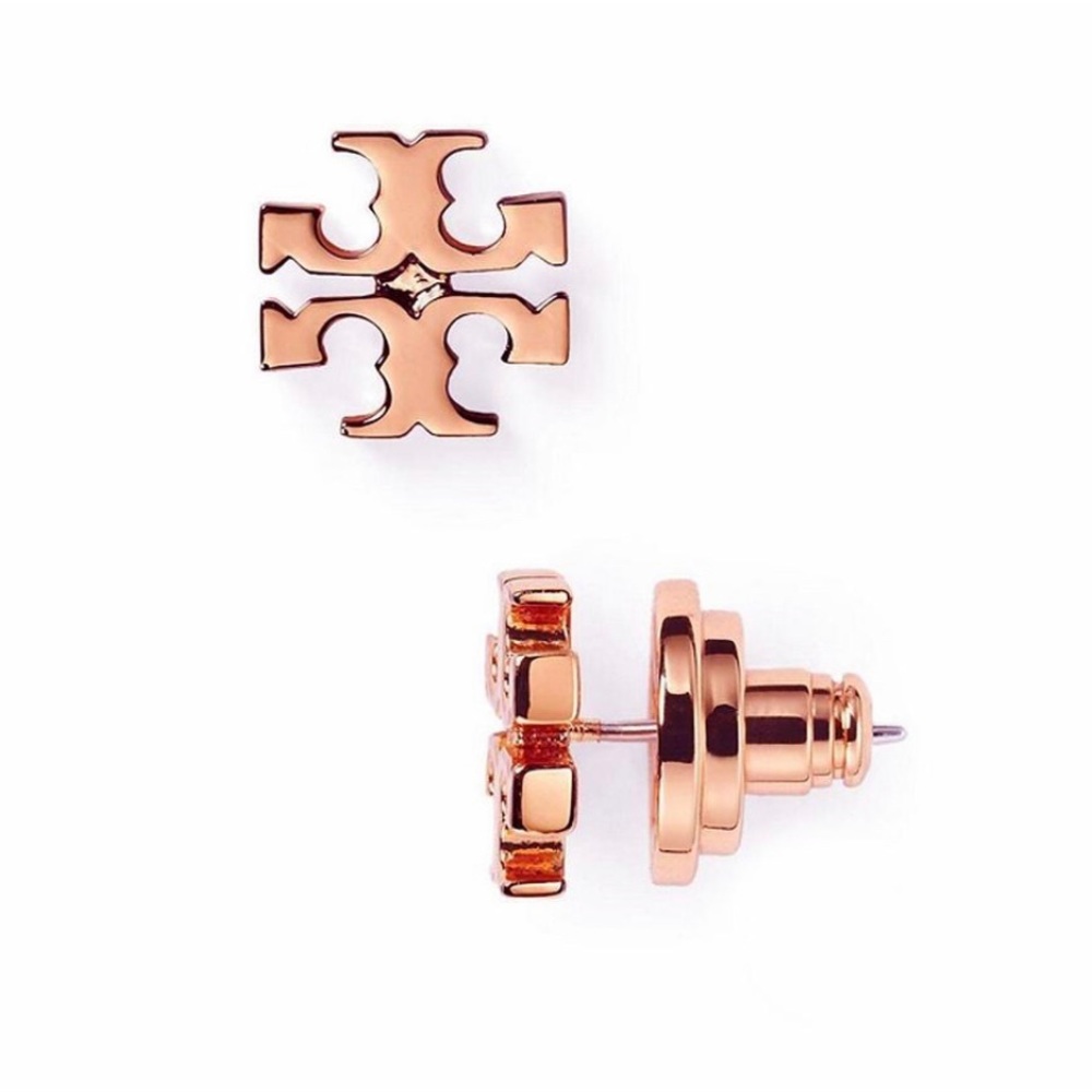 Tory Burch Rose Gold T Studs